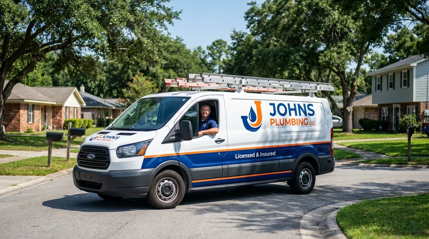 Johns Plumbing LLC service van in Spring Valley, WI